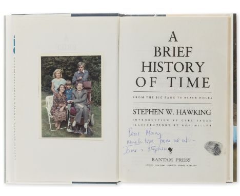 Hawking (Stephen) A Brief History of Time. From the Big Bang to Black Holes, reprint, with the author's thumbprint and signed