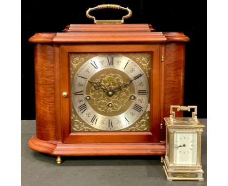 A Rapport London mantel clock, Franz Hermle movement; an early 20th century plated carriage timepiece (2) 
