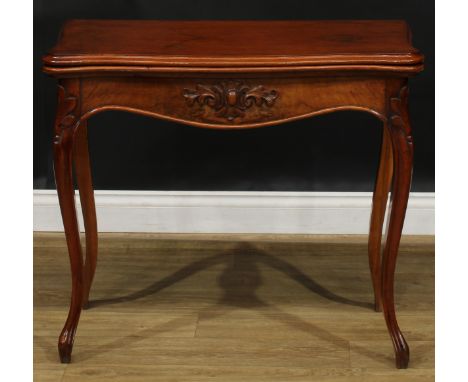 A late 19th century card table, 72.5cm high, 84cm wide, 42cm deep 