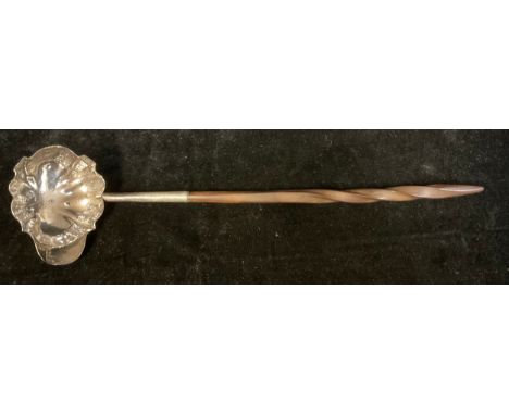 A George III silver toddy ladle, twisted baleen handle, London 1768 