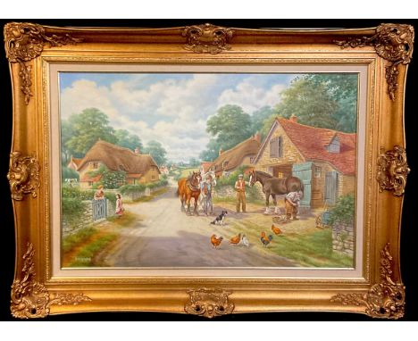 S K Mitchell (contemporary)To The Blacksmith, Summer in Englandsigned, oil on canvas, 60cm x 90cm 