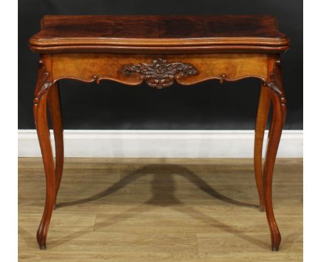 A late 19th century card table, 74cm high, 86cm wide, 43cm deep 