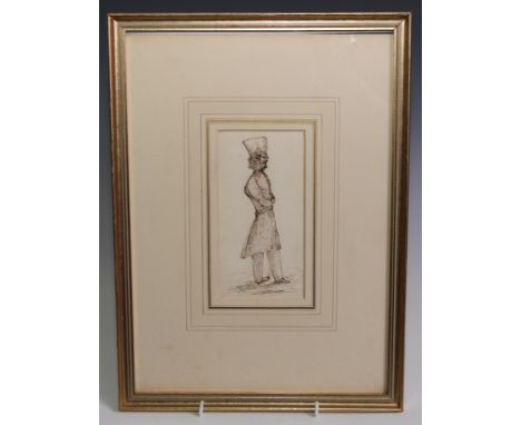 James Kennett Willson (fl.c.1812 - 1830)Military Portrait, An Officer of the Royal Marinespen and ink drawing, 15.5cm x 8cm 