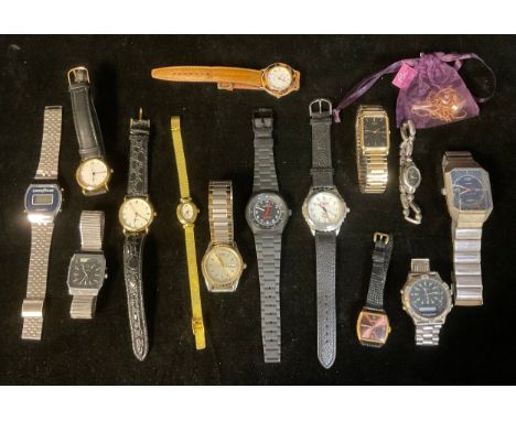 Fashion Watches, gentleman's Timex, Cotton Traders, Goodyear, Umbro; lady's Citizen Quartz, Sekonda, Eve; two silver gilt nec