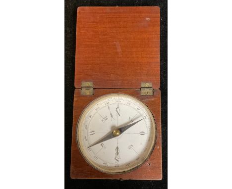 A 19th century mahogany travelling pocket compass 