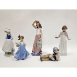Five Nao porcelain figures, various printed and impressed marks, comprising a tall figure of a