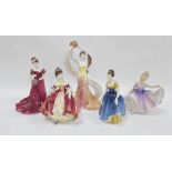 Collection of Royal Doulton figures of ladies of other similar, including 'Southern Belle'