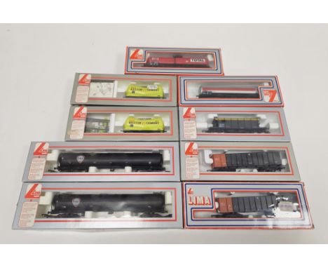 Nine boxed Lima Models 00 gauge rolling stock to include No.302908 ESSO tanker , 2 X No.305602 Ketton Cement 9470 and 2 X No3