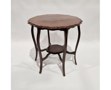 Edwardian mahogany occasional table&nbsp;with piecrust top above six scroll-shaped legs joined by a lower shelf, 71cm diamete