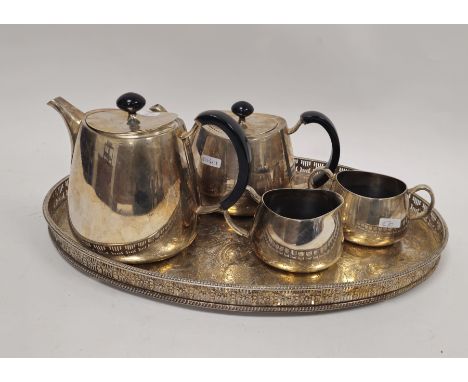 Art Deco Walker &amp; Hall part tea and coffee service, comprising a tea and coffee pot with two-handled sugar pot and a milk