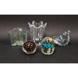 Alvar Aalto for Iittala Savoy vase, etched marks, dated 1998, an Orrefors flared thick walled