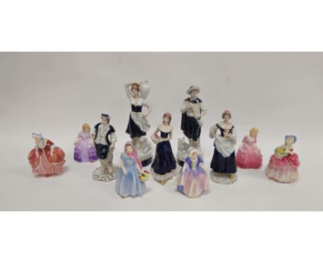 Group of Royal Dux porcelain figures and Royal Doulton bone china figures of ladies and girls, 20th century, the first with p