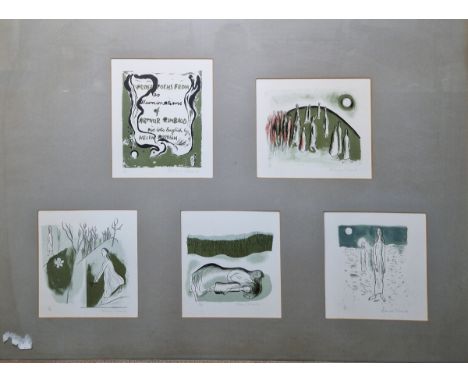 After Frances Richards (1903-1985) Three framed panels, lithographs on paper, circa 1975 'Prose, Poems From Les Illuminations