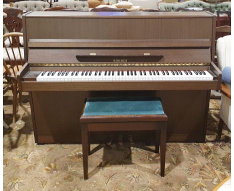 Hohner (Germany) upright piano, model no. 106-4, serial no.841901, made in Finland, 109cm high x 144cm wide x 53cm deep with 