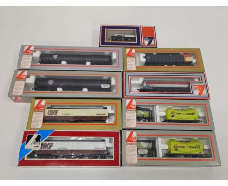 Nine boxed Lima Models 00 gauge rolling stock to include No.302908 ESSO tanker , 2 X No.305602 Ketton Cement 9470 and 2 X No3