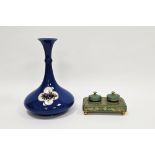 Moorcroft blue ground bottle-shaped vase, circa 1918, green W Moorcroft marks, impressed Moorcroft