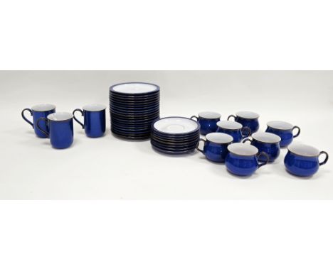 Contemporary Denby powder blue ground part tea and coffee service, with printed marks, including baluster cups and cylindrica