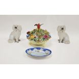 Pair of Staffordshire pottery models of dogs, late 19th century, each applied with extruded play