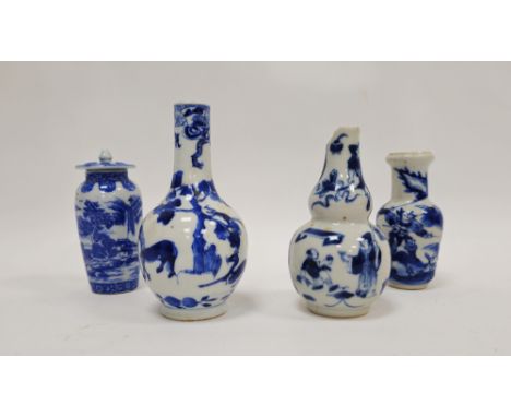 Collection of Chinese porcelain blue and white small vases, variously painted in the Kangxi-style, probably 18th century and 