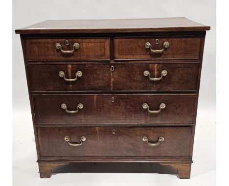 19th century mahogany chest of &nbsp;two short over three long drawers, each decorated with ebony stringing and brass escutch