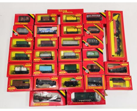 Quantity of boxed Hornby 00 gauge goods wagons, vans, etc&nbsp;to include R136 Bolsover mineral van, R636 B.R. brake van, R12