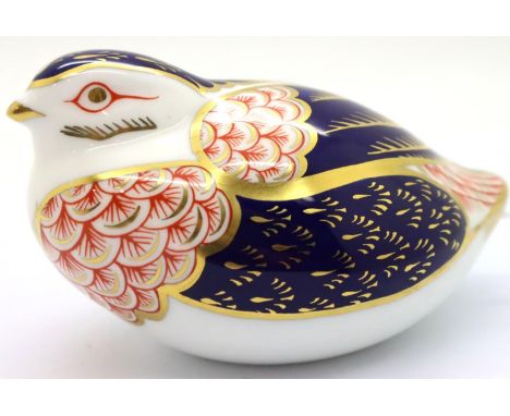 Royal Crown Derby Quail with gold stopper, H: 6 cm. P&amp;P Group 1 (£14+VAT for the first lot and £1+VAT for subsequent lots