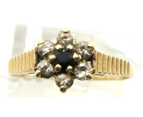 9ct gold stone set cluster ring, size I, 1.3g. P&amp;P Group 1 (£14+VAT for the first lot and £1+VAT for subsequent lots) 