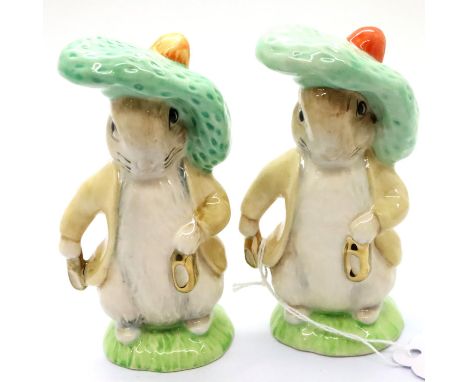 Two Beswick Beatrix Potter figurines, Benjamin Bunny, having rare gold backstamp, H: 11 cm. P&amp;P Group 2 (£18+VAT for the 