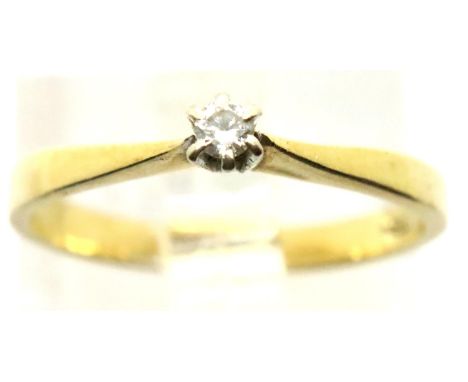 14ct diamond set solitaire ring, size K, 1.6g. P&amp;P Group 1 (£14+VAT for the first lot and £1+VAT for subsequent lots) 
