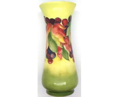 Moorcroft yellow leaf and burley vase, chip to the rim, H: 17.5 cm. P&amp;P Group 2 (£18+VAT for the first lot and £3+VAT for