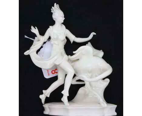 Ludwigsburg Blanc De Chine figurine, H: 18 cm. No cracks, chips or visible restoration. P&amp;P Group 2 (£18+VAT for the firs