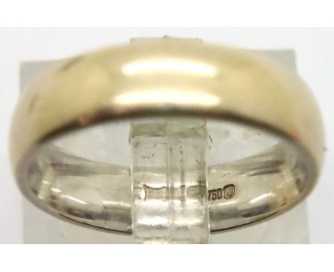 18ct gold band ring, size L, 5.2g. P&amp;P Group 1 (£14+VAT for the first lot and £1+VAT for subsequent lots) 