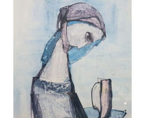 TADEUSZ WAZS, signed 1991 limited edition print (19/40) of a lady, 43 x 37 cm. Not available for in-house P&amp;P, contact Pa