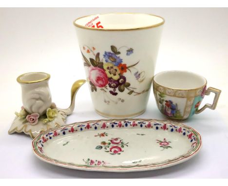 Mixed Continental porcelain including hand painted vase and small chip with crossed swords backstamp. P&amp;P Group 2 (£18+VA