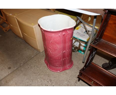 A china pink glazed stick / umbrella stand AF