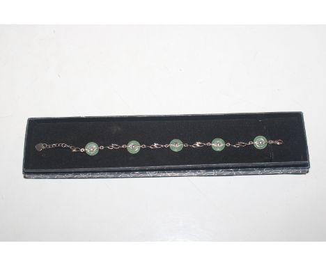 A 925 silver and jade bracelet 