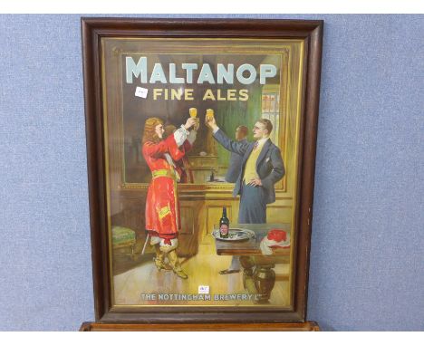 A framed advertising print, Maltontop Fine Arts, The Nottingham Brewery Ltd., the frame stamped The Nottingham Brewery Ltd.