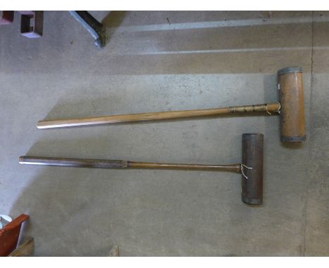 Two vintage polo mallets