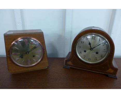 An Edward VII inlaid mahogany mantel clock and an Art Deco mantel clock