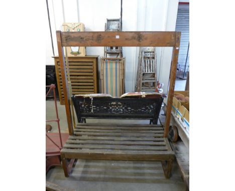 A vintage bench/coat rack