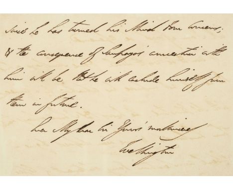 * Wellington (Arthur Wellesley, 1st Duke, 1769-1852). Autograph letter signed, ‘Wellington’, Cartaxo, 13 December 1810, in br