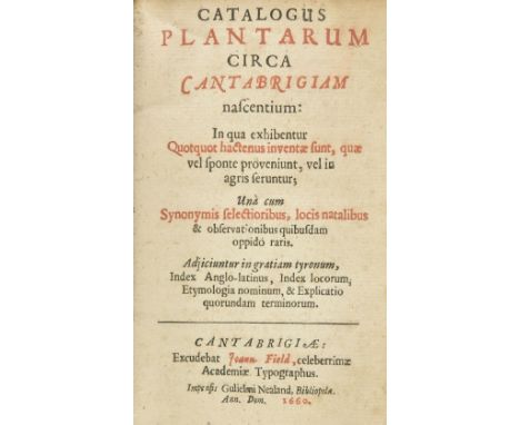 [Ray, John]. Catalogus plantarum circa Cantabrigiam nascentium [-Index plantarum agri Cantabrigiensis], 2 parts in 1 volume, 