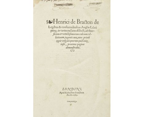 Bracton (Henry de). De legibus et consuetudinibus Angliae libri quin[que], 1st edition, London: Richard Tottell, 1569, roman 