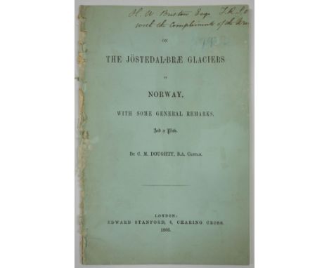 Doughty (Charles Montagu). On the Jöstedal Brae Glaciers in Norway, with some General Remarks, 1st edition, Edward Stanford, 