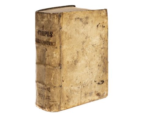[Canon law]. Corpus juris canonici emendatum et notis illustratum. Gregorii XIII. Pont. Max jussu editum. Incibius variis, et