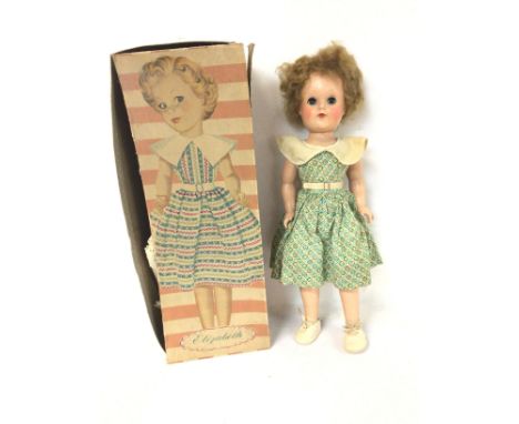 Vintage Pedigree dressmaking doll boxed, Elizabeth approximately 50cm. Category C postage