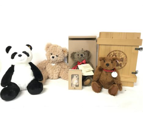 Four Steiff and Deans bears consisting of a Steiff club 2003 bear, Deans limited edition Basil bear, Steiff Lars bear and a p