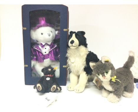 Steiff soft toys including two bears- boxed Limited Edition millennium bear &amp; a small classic Steiff bear with tags. A St