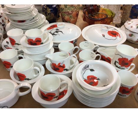 A Wedgwood Susie Cooper design CornPoppy Pattern part tea and dinner service