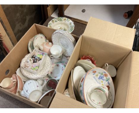 A collection of ceramics including tea sets by Tuscan, Poole and other, Mintons jug, Wedgwood plates, W.h Goss crested china 